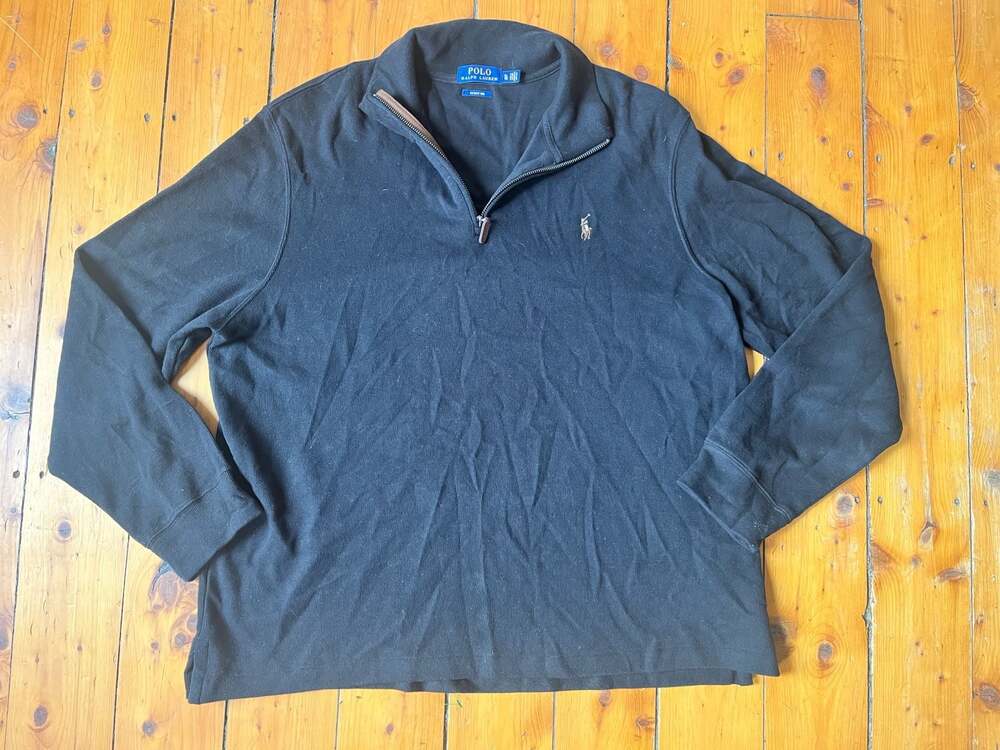 Polo Ralph Lauren Men's Estate Rib Quarter-Zip Pullover Sweater, Black XL